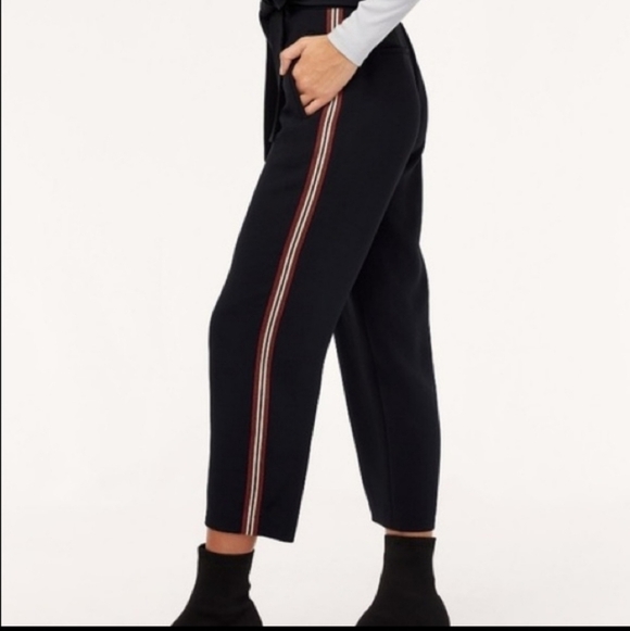Aritzia Wilfred Tie Front pants with black white and red side stripe - Picture 2 of 6